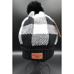 Britt's Knitts Buffalo Plaid Pom Pom Multicolor Poly-Lined Beanie Hat One Size